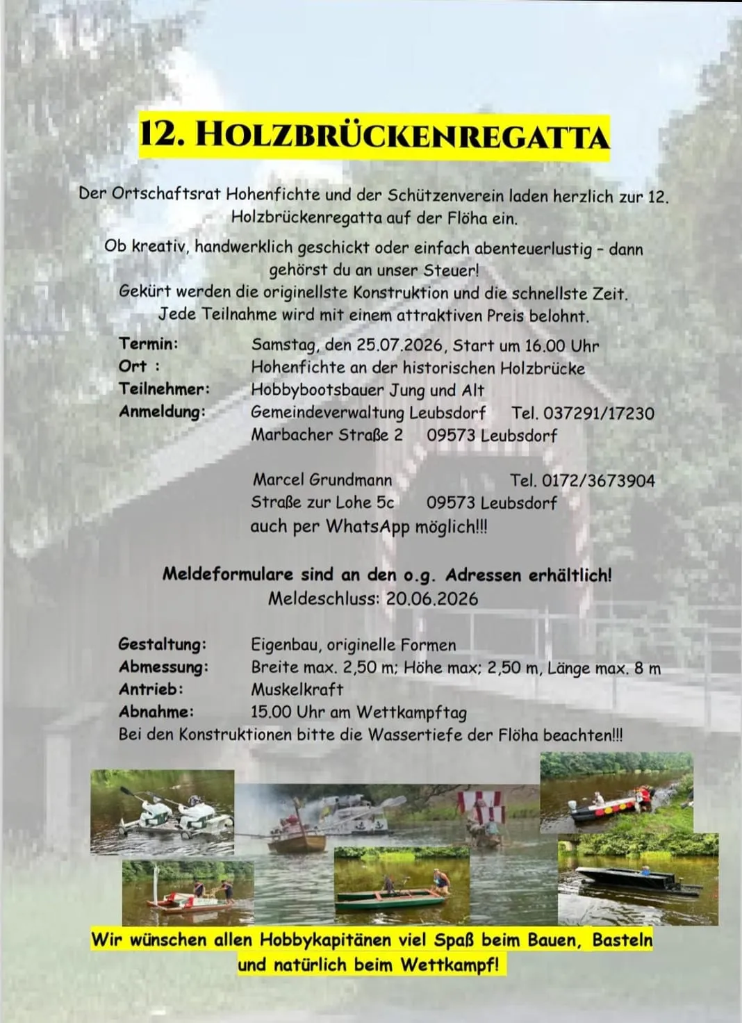 Informationflyer 12. Holzbrückenregatta